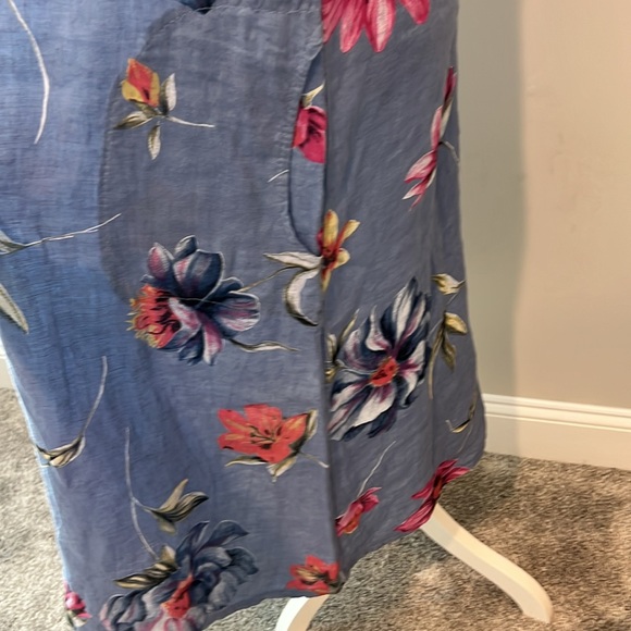 100%‎ Linen Floral Midi dress size M 8 10 Made In Italy Beach CottageCore cruise - Picture 7 of 16